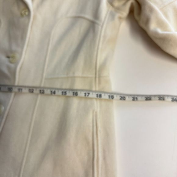 KENNETH COLE REACTION Ivory Wool blend Mid Length Peacoat Trenchcoat Size 12 - Picture 5 of 11